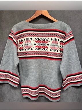 Vintage Boho Aztec Tribal sweater 70s Space Dye Flare Sleeves Small